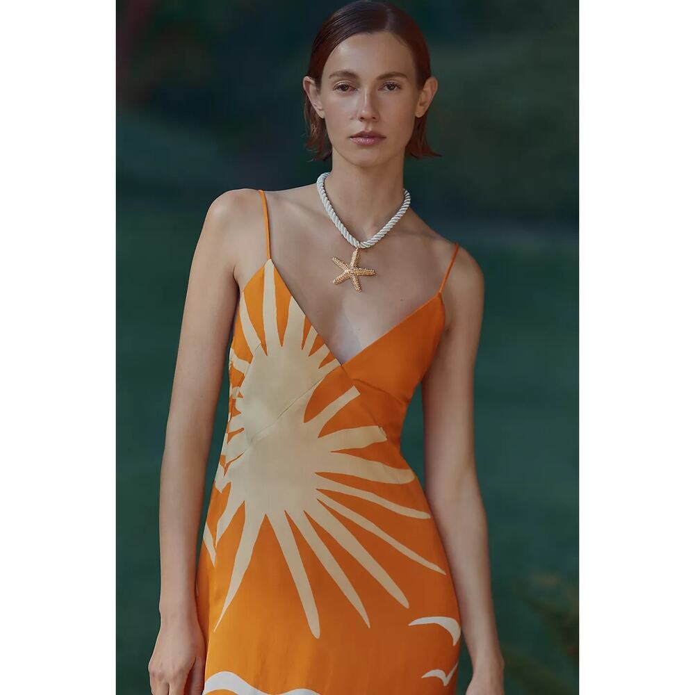 Cala De La Cruz Gil Sleeveless Maxi Dress Orange Pattern - M - Picture 3 of 3